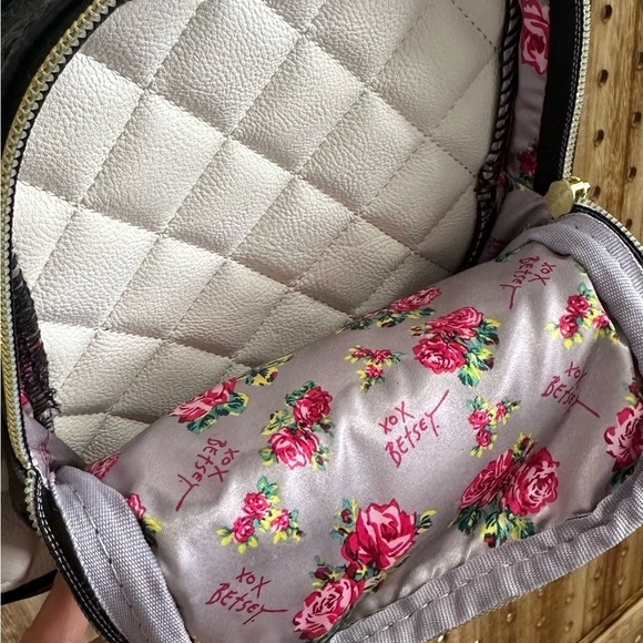 Betsey Johnson White and Black Quilted Backpack with Panda Design - Picture 5 of 11